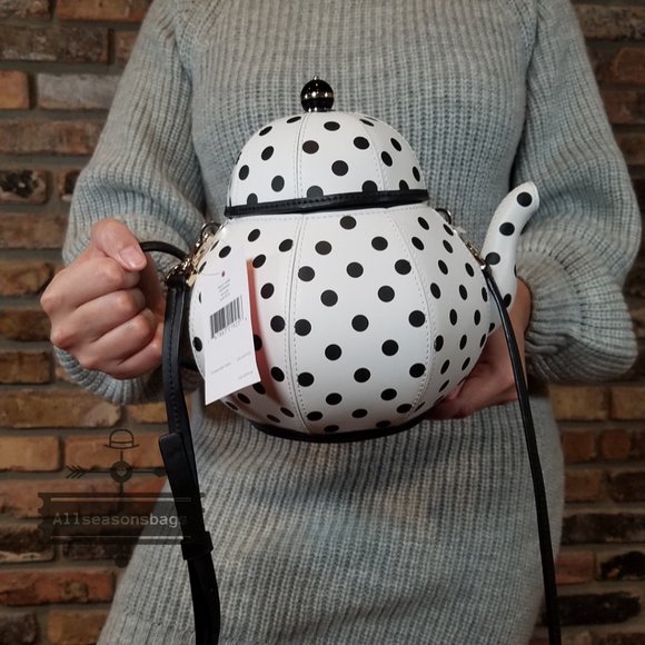 Kate Spade NY New York Tea Pot Tea Party White and Black CROSSBODY Authentic - Picture 10 of 10